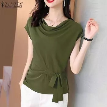 ZANZEA Женская повседневная летняя блузка без рукавов с круглым вырезом XL красный