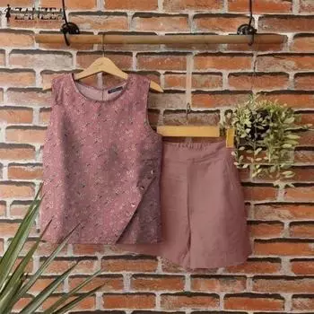 ZANZEA Женские летние комплекты из маек с круглым вырезом и карманами 4XL зелёный