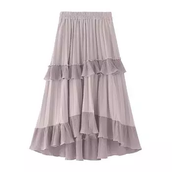 ZANZEA Женские летние однотонные юбки-трапеции с эластичной талией и плиссировкой свободного кроя L