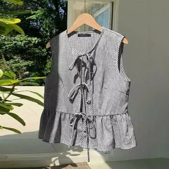 ZANZEA Женские летние повседневные майки А-силуэта с круглым вырезом и без рукавов с завязками 4XL розовый