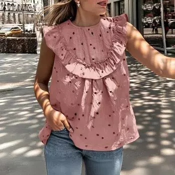 ZANZEA Женские летние повседневные майки без рукавов с вышивкой крючком S белый