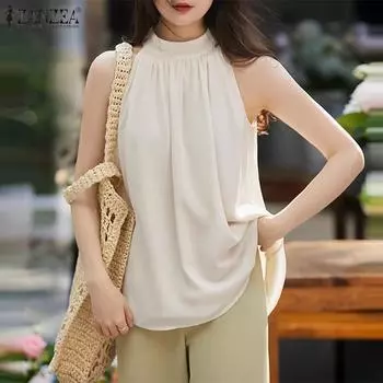 ZANZEA Женские летние повседневные топы без рукавов с открытыми плечами L