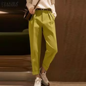 ZANZEA Женские летние повседневные укороченные брюки на молнии S чёрный