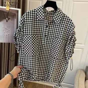 ZANZEA Женские летние рубашки свободного покроя с коротким рукавом и воротником-стойкой S розовый