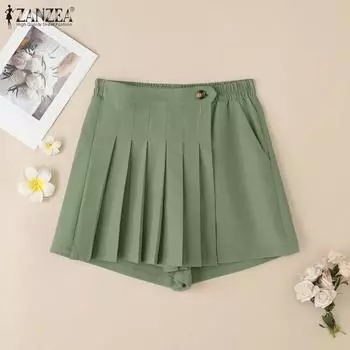 ZANZEA Женские летние свободные повседневные шорты с эластичной резинкой на талии S чёрный