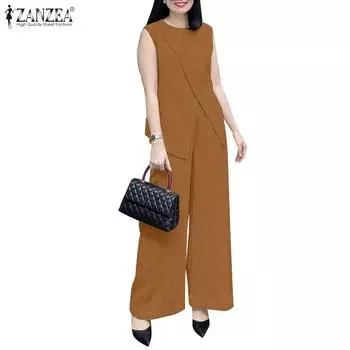 ZANZEA Женские майки и брюки повседневные комплекты из двух предметов