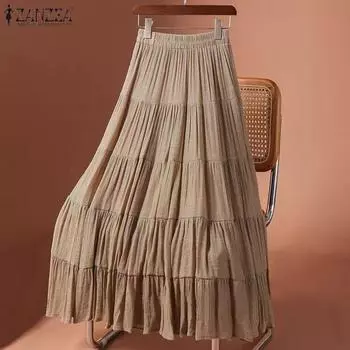 ZANZEA Женские многослойные однотонные юбки А-силуэта средней посадки S розовый