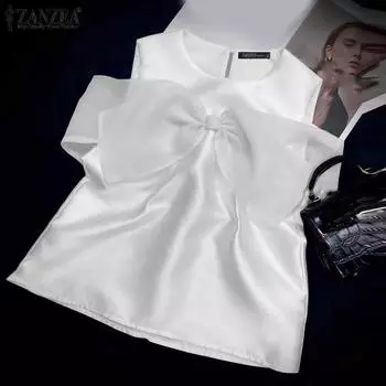 ZANZEA Женские модные майки без рукавов с круглым вырезом и завязкой-узлом S чёрный