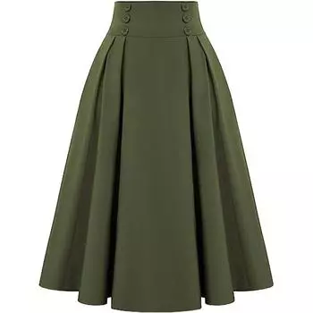 ZANZEA женские однотонные свободные повседневные длинные юбки с эластичной резинкой на талии зелёный