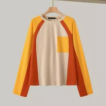 ZANZEA Женские осенние толстовки с круглым вырезом и длинным рукавом S оранжевый