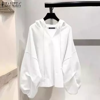 ZANZEA Женские осенние вязаные свитера с капюшоном и длинными рукавами M розовый