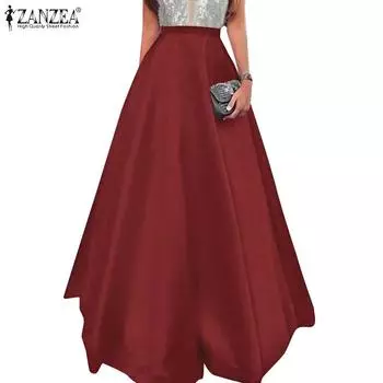 ZANZEA Женские повседневные эластичные юбки свободного покроя с высокой талией S чёрный