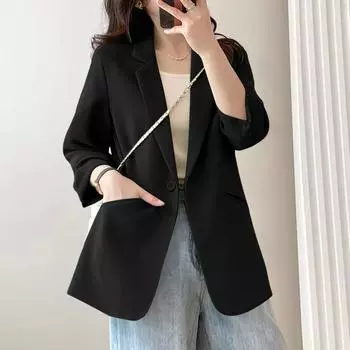 ZANZEA Женские повседневные кардиганы с лацканами и длинными рукавами S чёрный