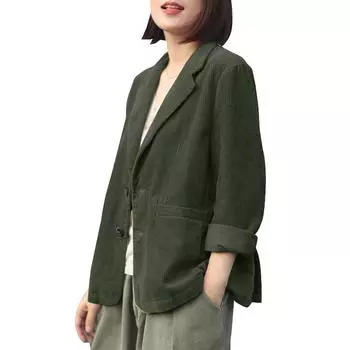 ZANZEA Женские повседневные кардиганы с отложным воротником и длинным рукавом с текстурой S темно-зеленого