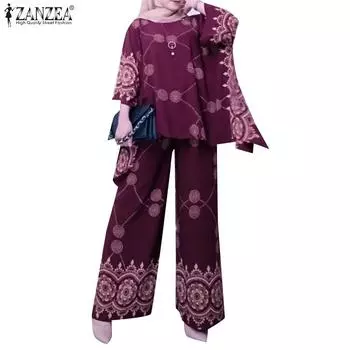 ZANZEA Женские повседневные комплекты из блузки и брюк нестандартной формы из двух предметов 3XL ярко-розовый