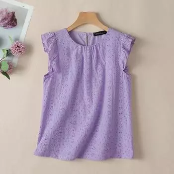 ZANZEA Женские повседневные летние кружевные майки без рукавов с вязанным крючком S зелёный