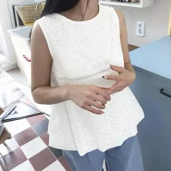 ZANZEA Женские повседневные летние майки без рукавов с вышивкой, кружевной отделкой и пэчворком 2XL