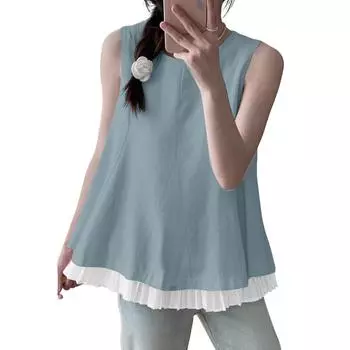 ZANZEA Женские повседневные летние майки без рукавов с круглым вырезом S