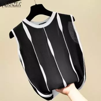 ZANZEA Женские повседневные летние майки без рукавов с круглым вырезом 3XL белый