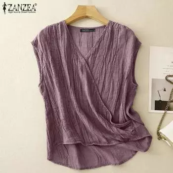 ZANZEA Женские повседневные летние свободные майки без рукавов 4XL