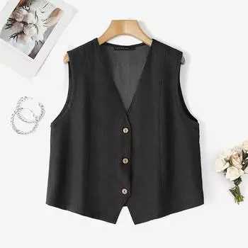 ZANZEA Женские повседневные летние топы-кардиганы без рукавов с V-образным вырезом M