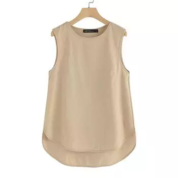 ZANZEA Женские повседневные майки без рукавов с круглым вырезом S хаки