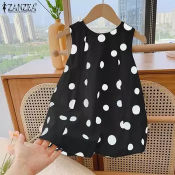 ZANZEA Женские повседневные майки без рукавов с круглым вырезом и принтом в горошек S красный