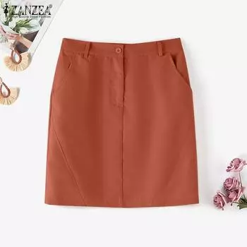 ZANZEA Женские повседневные однотонные летние короткие юбки S чёрный