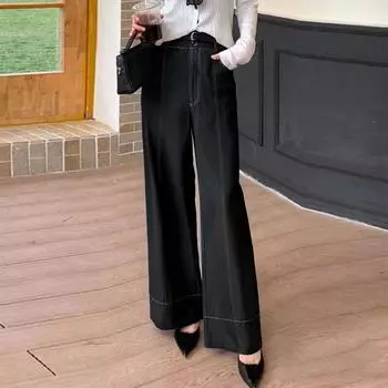 ZANZEA Женские повседневные однотонные свободные длинные брюки S чёрный