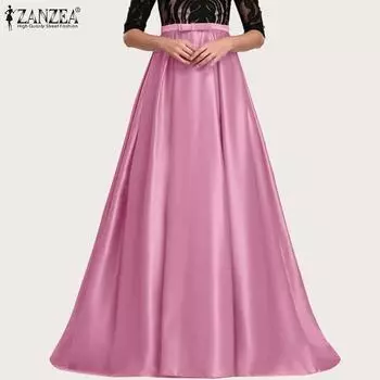 ZANZEA Женские повседневные однотонные свободные длинные юбки XL камео розовый