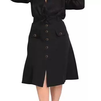 ZANZEA Женские повседневные однотонные свободные летние короткие юбки S чёрный