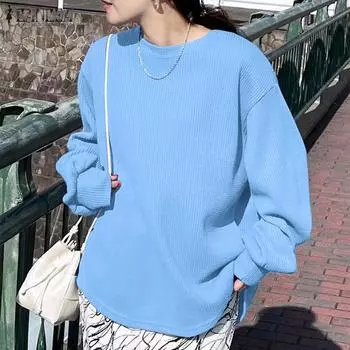 ZANZEA Женские повседневные осенние пуловеры с длинным рукавом S чёрный