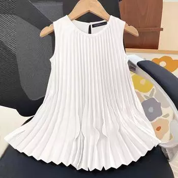 ZANZEA Женские повседневные плиссированные топы без рукавов с круглым вырезом и открытыми плечами S розовый