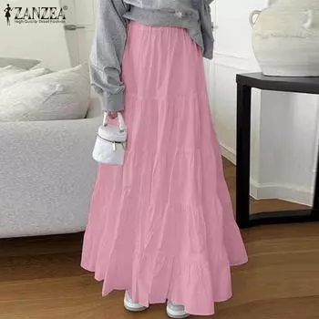 ZANZEA Женские повседневные свободные длинные юбки с эластичной резинкой на талии L белый