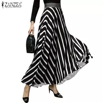 ZANZEA Женские повседневные свободные длинные юбки в полоску XL