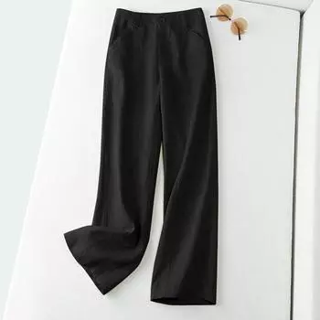 ZANZEA Женские повседневные свободные хлопковые брюки на молнии M чёрный