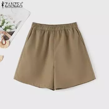 ZANZEA Женские повседневные свободные летние короткие брюки с эластичной резинкой на талии