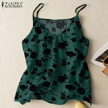 ZANZEA Женские повседневные свободные майки без рукавов с круглым вырезом и принтом 5XL белый