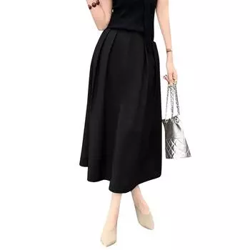 ZANZEA Женские повседневные свободные простые юбки с эластичной резинкой на спине 4XL чёрный