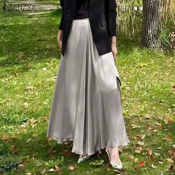 ZANZEA Женские повседневные свободные широкие брюки трапециевидной формы со средней талией L чёрный