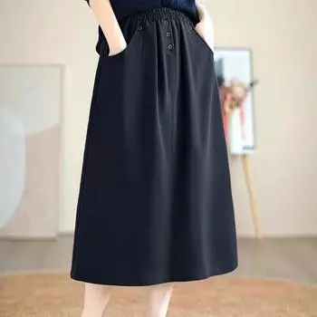 ZANZEA Женские повседневные свободные юбки миди с эластичной резинкой на талии S