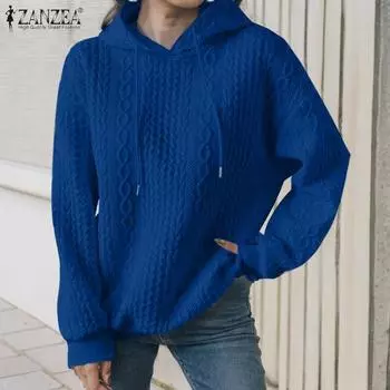 ZANZEA Женские повседневные толстовки с длинным рукавом Пуловеры Толстовки L чёрный