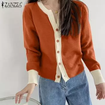 ZANZEA Женские повседневные тонкие кардиганы с V-образным вырезом и длинным рукавом S чёрный