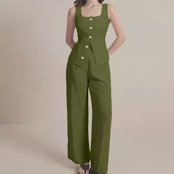 ZANZEA Женские топы без рукавов и брюки Летние костюмы-двойки XL