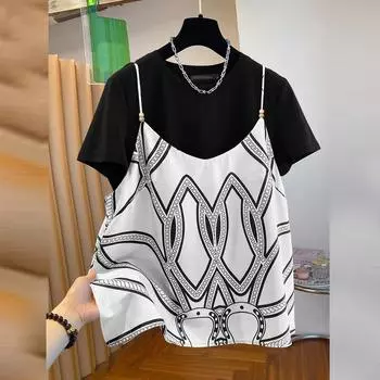 ZANZEA Женские топы-майки с принтом + летняя футболка с коротким рукавом S