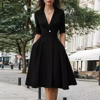 ZANZEA Женские винтажные платья с воротником и коротким рукавом S красный