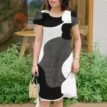 ZANZEA Женские винтажные повседневные платья с короткими рукавами и принтом 3XL