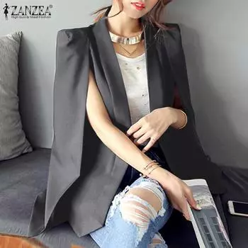 ZANZEA Женский деловой повседневный кардиган с подплечниками, пиджак 2XL чёрный