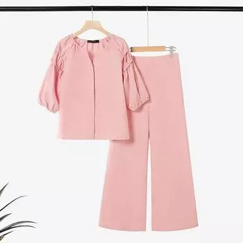 ZANZEA Женский костюм-двойка: блузка с рукавом три четверти и брюки, летний