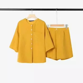 ZANZEA Женский летний комплект из двух предметов: блузка с коротким рукавом и шорты M